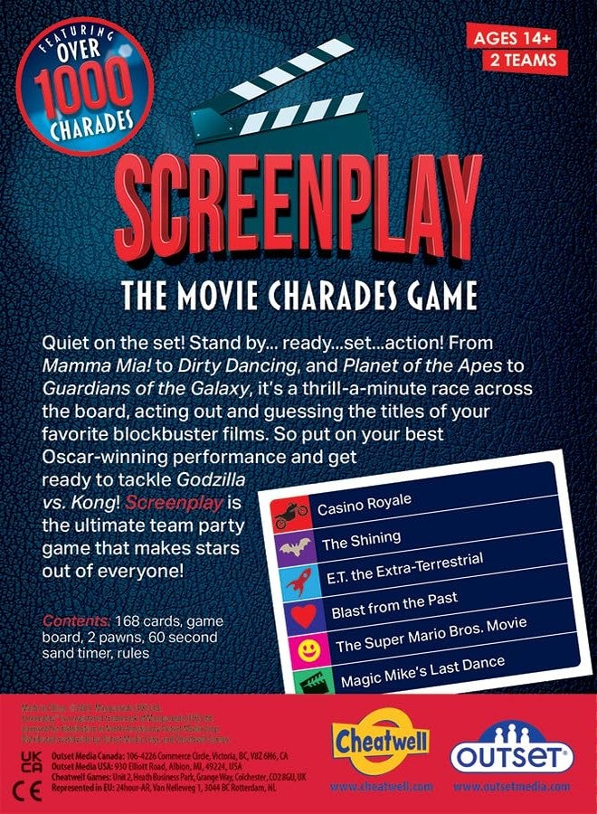 Outset Media Screenplay: The Movie Charades Game - The Ultimate Team Party Game That Makes Stars Out of Everyone! Contains Over 1000 charades - Image 5