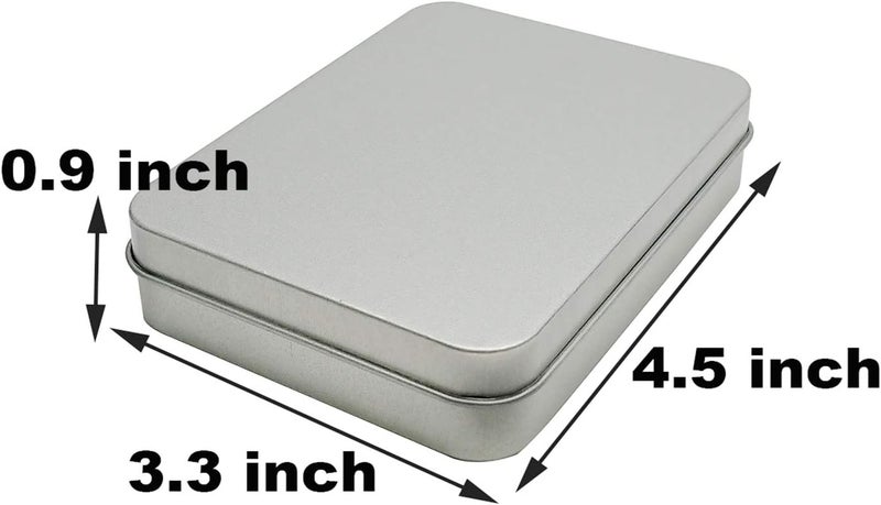 Hulless 2 Pcs Metal Hinged Tin Box Container Mini Portable Small Storage Container Kit Tin Box Container, Home Storage 4.5x3.3x0.9 inch, Silver - Image 2