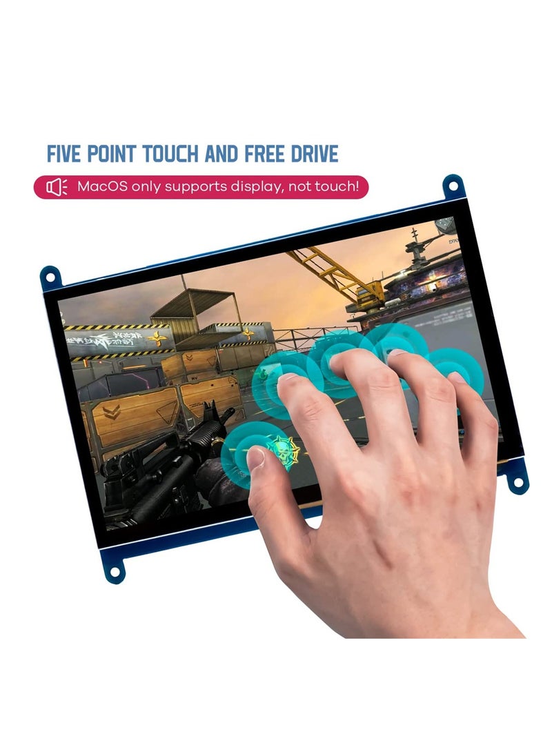 Captaintech 7 Inch Portable HDMI Touch Screen Monitor with 1024x600 Resolution Compatible with Raspberry Pi Windows and More  - Image 3