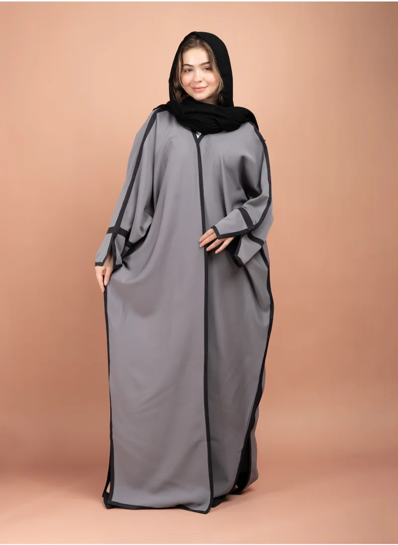IKKXA Formal Colored Emirati Abaya AIK5052 Grey