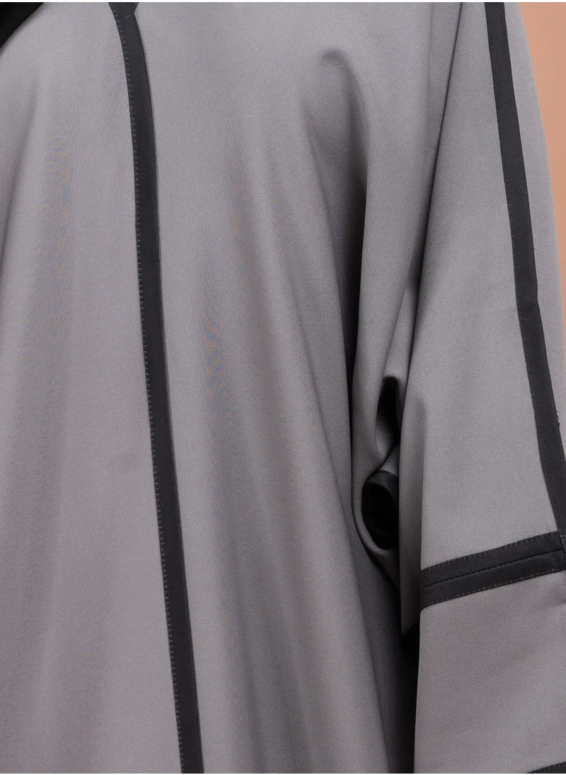 IKKXA Formal Colored Emirati Abaya AIK5052 Grey