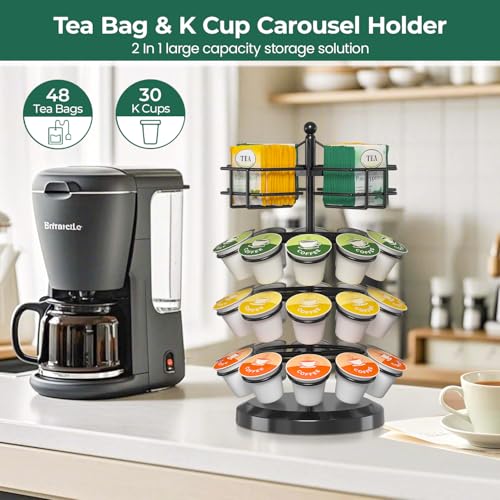 EsLuker.ly EsLukerly K Cup Holder Coffee Pod Organizer Carousel for Countertop Rotatable Metal 4Tier Storage Rack Stand for 30 K Cups Tea Bags Convenience Meets Elegance - Image 3