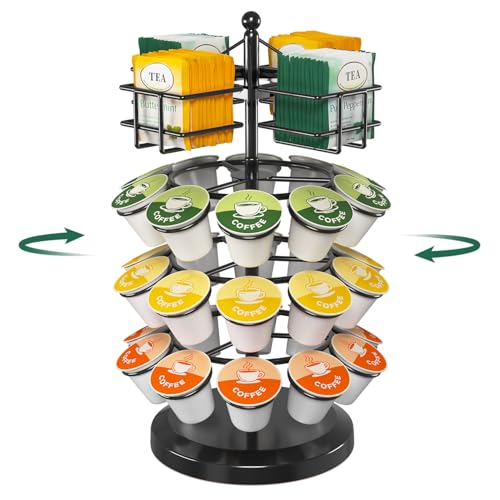 EsLuker.ly EsLukerly K Cup Holder Coffee Pod Organizer Carousel for Countertop Rotatable Metal 4Tier Storage Rack Stand for 30 K Cups Tea Bags Convenience Meets Elegance - Image 1