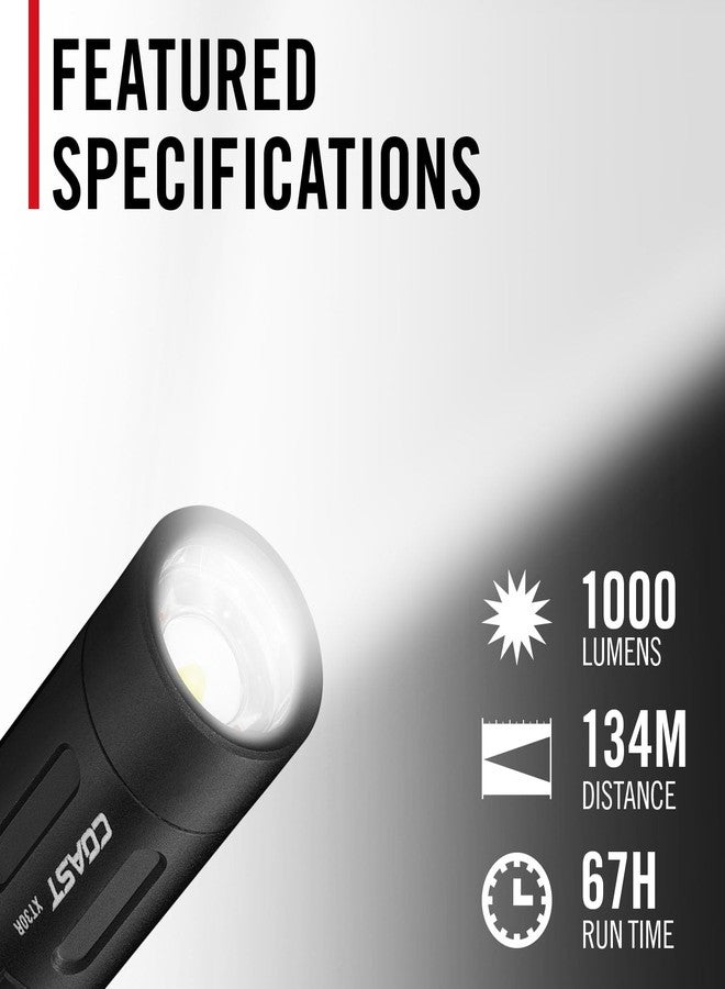 Coast XT30R 1000 Lumen Rechargeable LED Pocket Flashlight, 5 Light Modes with 2-Way Clip and Bite Caps Included - Image 2