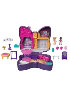 Polly Pocket Doll And Accessories, Compact With Micro Polly And Friend Dolls, 5 Reveals, Dancethemed Sparkle Stage Bow  - Image 1
