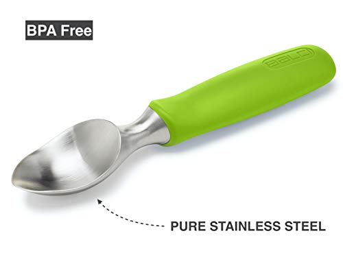 BALCI Ice Cream Scoop - Heavy Duty Stainless Steel Icecream Scooper With Non-Slip Rubber Grip - Professional Metal Ice-Cream Spade - Dishwasher Safe – Green - Image 4