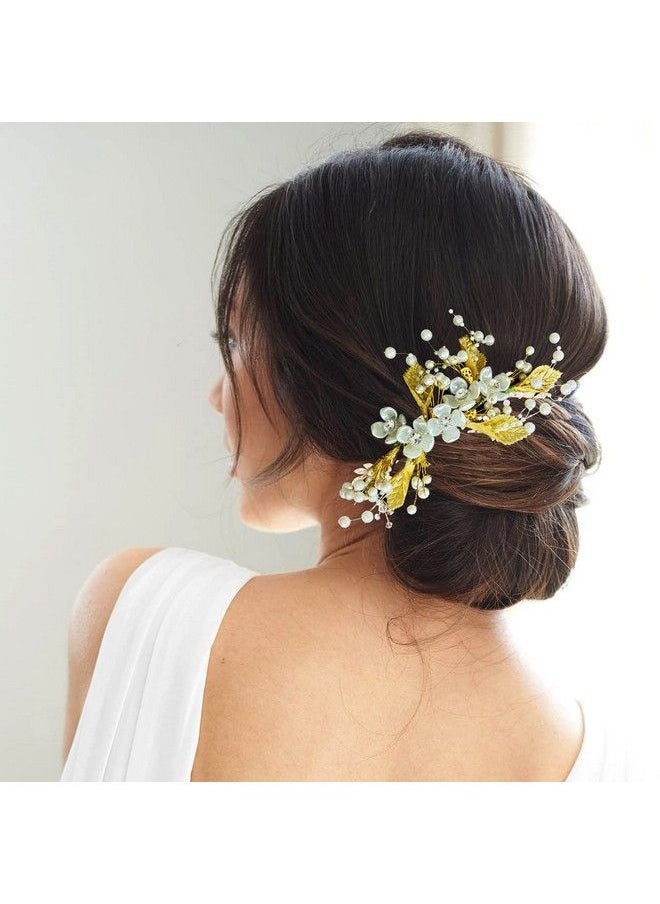 Artificial Leaf Design With Pearl & Stone Hairpin; Hairclip; Hair Accessories; Judabun; Judapin For Women & Girls 2331 Gold & White Pack Of 1 - pzsku/ZF61B837010628B9897BCZ/45/_/1690022147/9c85b6e9-df87-402c-9686-e7c324948597