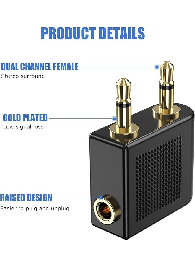 erorex 6 Pack Airplane Airline Flight Adapters For Headphones Golden Plated 3.5Mm Male To 3.5Mm Female Earphone Jack Headset Connector Adapter  - Image 3