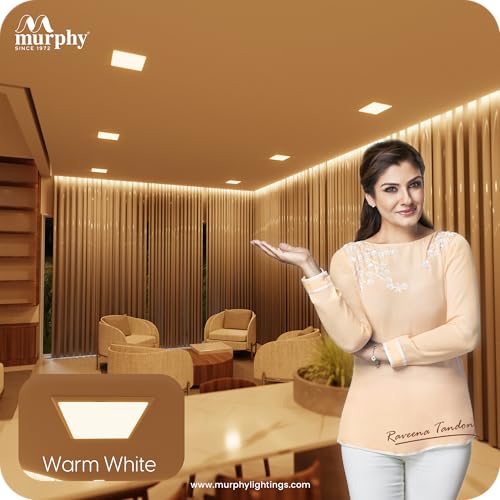 MURPHY مصباح LED مربع بدون حواف - 10 واط أبيض دافئ | ضوء سقف مدمج خالي من الوهج للمنزل والتجارة - عبوة من 6 - Image 5