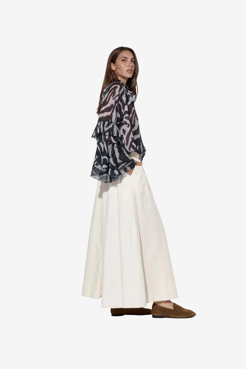بوسيم BUSEM Elastic Waist Midi Skirt with Pockets