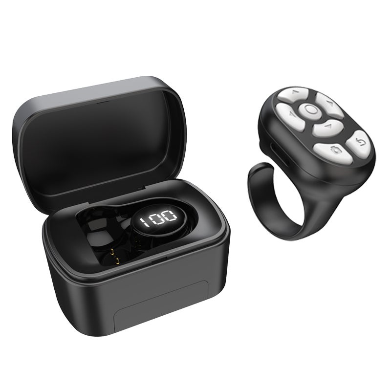 2 In 1 Bt Finger Ring Remote - Adjustable Fit Multifunctional Page Turner For Iphone, Ipad, Android Phones Travel Home Office - Image 1