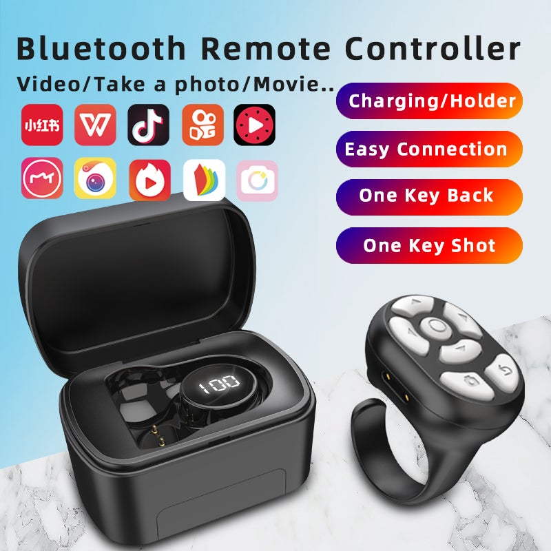 2 In 1 Bt Finger Ring Remote - Adjustable Fit Multifunctional Page Turner For Iphone, Ipad, Android Phones Travel Home Office - Image 3