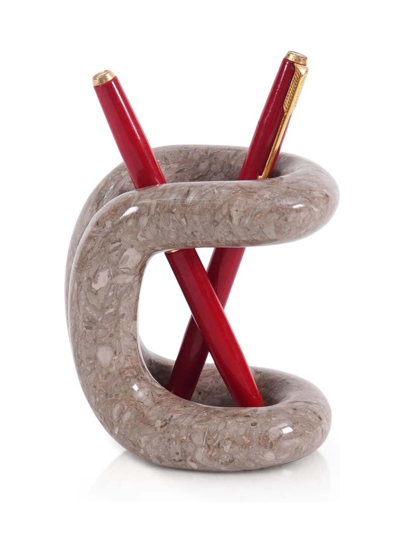 سبيشستونز حامل أقلام رخامي مقاس 4 بوصات منظم مكتبي على شكل محيطي لإكسسوارات المكتب واللوازم المدرسية - حامل أقلام حجري وفرشاة أسنان وفرشاة مكياج لديكور الغرفة - Image 1