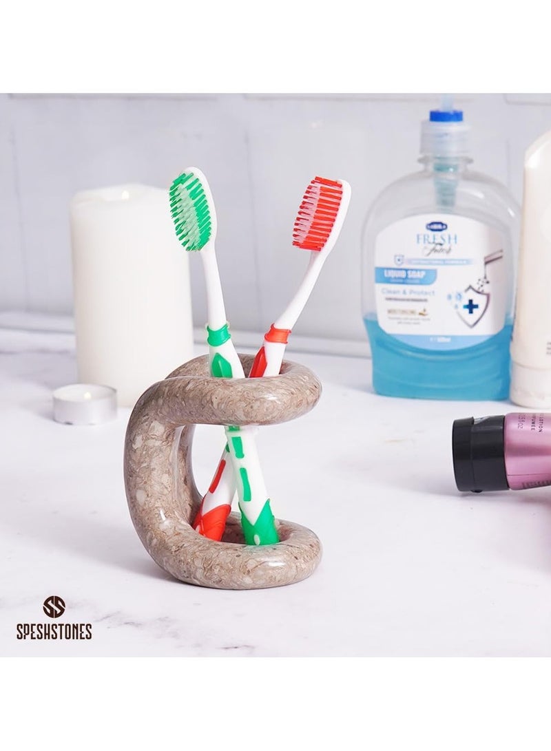 سبيشستونز حامل أقلام رخامي مقاس 4 بوصات منظم مكتبي على شكل محيطي لإكسسوارات المكتب واللوازم المدرسية - حامل أقلام حجري وفرشاة أسنان وفرشاة مكياج لديكور الغرفة - Image 4