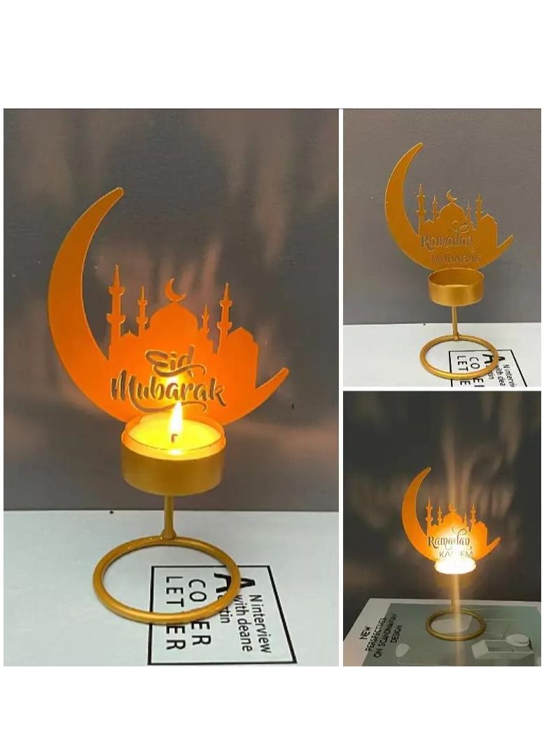 Y&D Ramadan Kareem Decorative Moon Shape Iron Candle Holder Eid Mubarak Candlestick Candle Stand For Home Decorations - Image 2