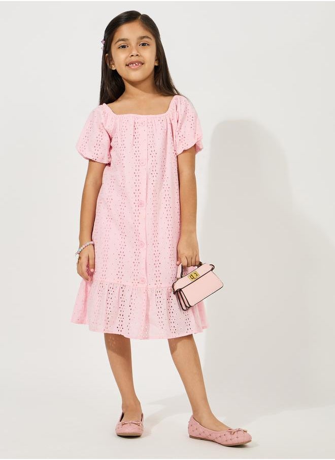 Styli Square Neck Eyelet Dress  - Image 1