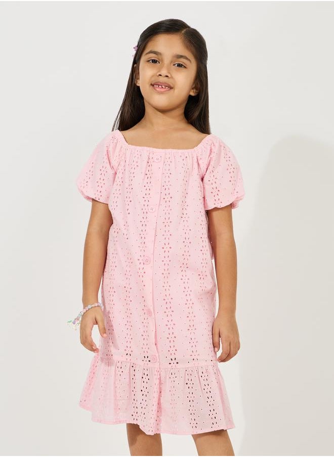 Styli Square Neck Eyelet Dress  - Image 2