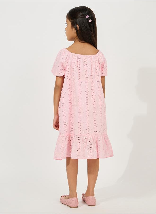 Styli Square Neck Eyelet Dress  - Image 4