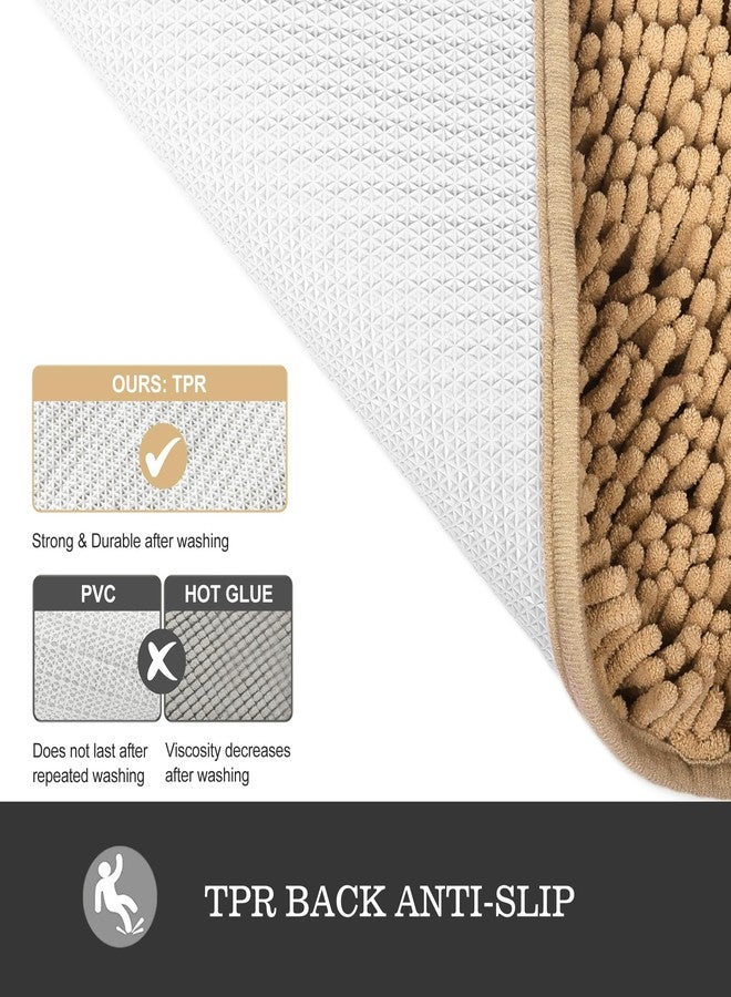 Yeaban Bathroom Rugs Sets 2 Piece,Thick Chenille Bath Mats,Absorbent and Washable Bath Rug Non-Slip, Extra Soft Rugs for Bathroom Floor,Tub,Shower and Sink(20"x32" and 24"x36",Beige) - Image 3