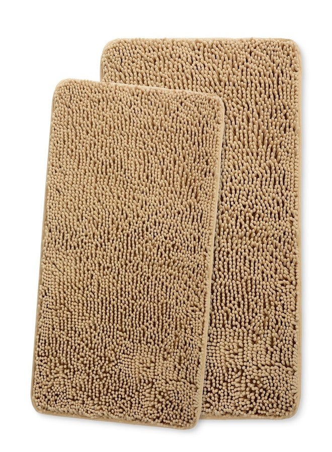 Yeaban Bathroom Rugs Sets 2 Piece,Thick Chenille Bath Mats,Absorbent and Washable Bath Rug Non-Slip, Extra Soft Rugs for Bathroom Floor,Tub,Shower and Sink(20"x32" and 24"x36",Beige) - Image 1