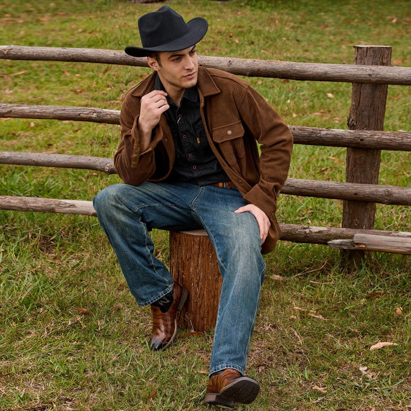 IUV Cowboy Boots Men Square Toe Western Boots Durable Classic Embroidered boot Pull On Slip Resistant Boot - Image 5