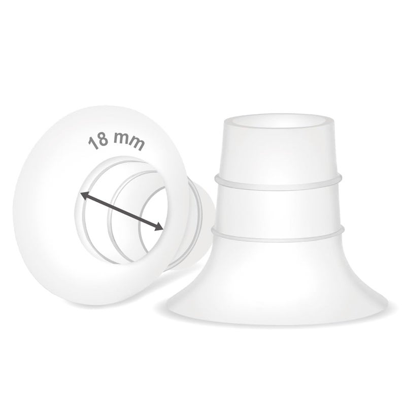O CARE 18 mm Silicone Flange Inserts Compatible with Medela/for Spectra S1 S2 / Elvie / S18 S21 / Momcozy S9 S12/ TSRETE 24mm Breast Pump Shields or Freemie 25mm; Reduce Tunnel Down to 18 mm - Image 1
