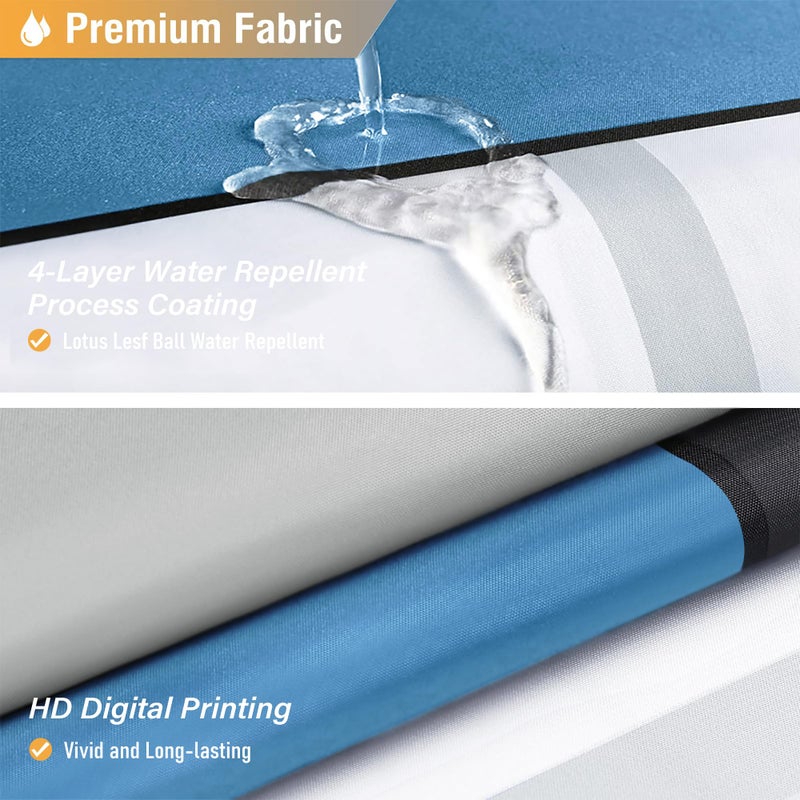 BTTN Blue Fabric Shower Curtain  Modern Geometric Neutral Cloth Shower Curtain Set with Hook  Water Repellent  White Black Grey Decorative Ployester Shower Curtain for Bathroom  72x72  Moonlight Blue - Image 3
