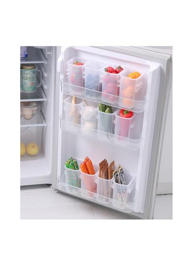 DEVZA حاويات تخزين بلاستيكية DEVZA، منظم طعام قابل للفصل للثلاجة (مجموعة من 4 قطع، 11 × 8 × 5 سم، شفاف) - Image 4