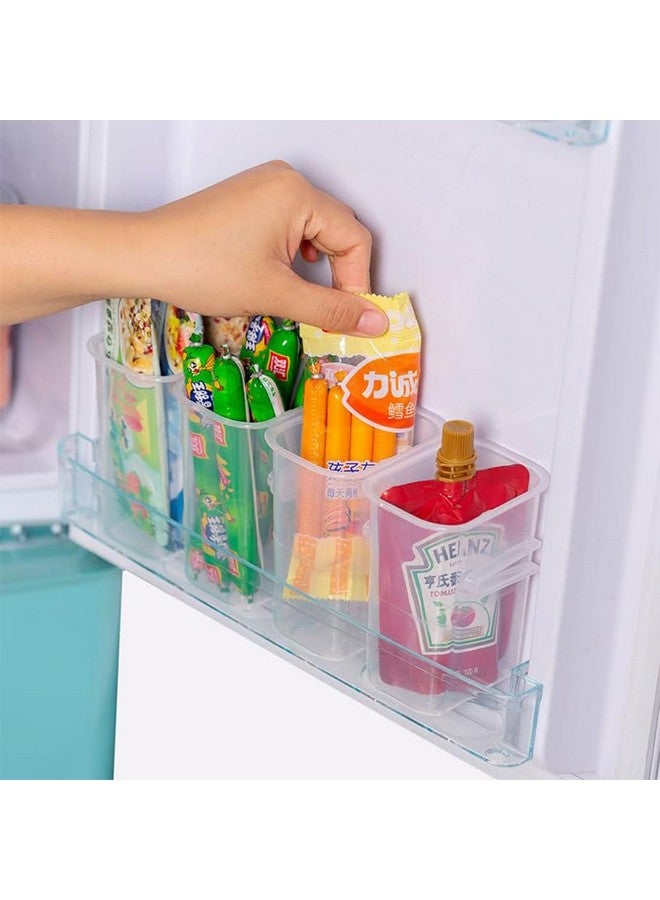 DEVZA حاويات تخزين بلاستيكية DEVZA، منظم طعام قابل للفصل للثلاجة (مجموعة من 4 قطع، 11 × 8 × 5 سم، شفاف) - Image 1