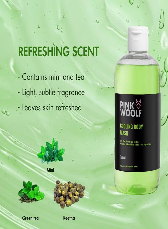 Pink Woolf Cooling Body Wash Gel, Green Tea And Mint For Hydrating & Nourishing Gel For Soft Skin, Paraben & Sulphate Free - 300ml (Pack Of 1) - Image 3
