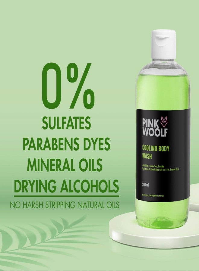 Pink Woolf Cooling Body Wash Gel, Green Tea And Mint For Hydrating & Nourishing Gel For Soft Skin, Paraben & Sulphate Free - 300ml (Pack Of 1) - Image 2