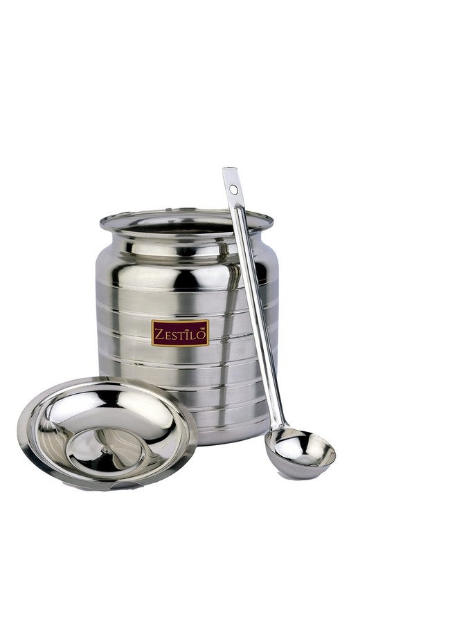ZESTILO Stainless Steel Oil/Ghee Jar Container Platinum Finish (1500 Ml), Silver - Image 1