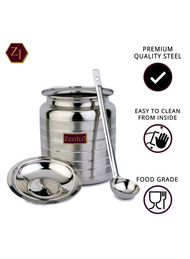 ZESTILO Stainless Steel Oil/Ghee Jar Container Platinum Finish (1500 Ml), Silver - Image 4