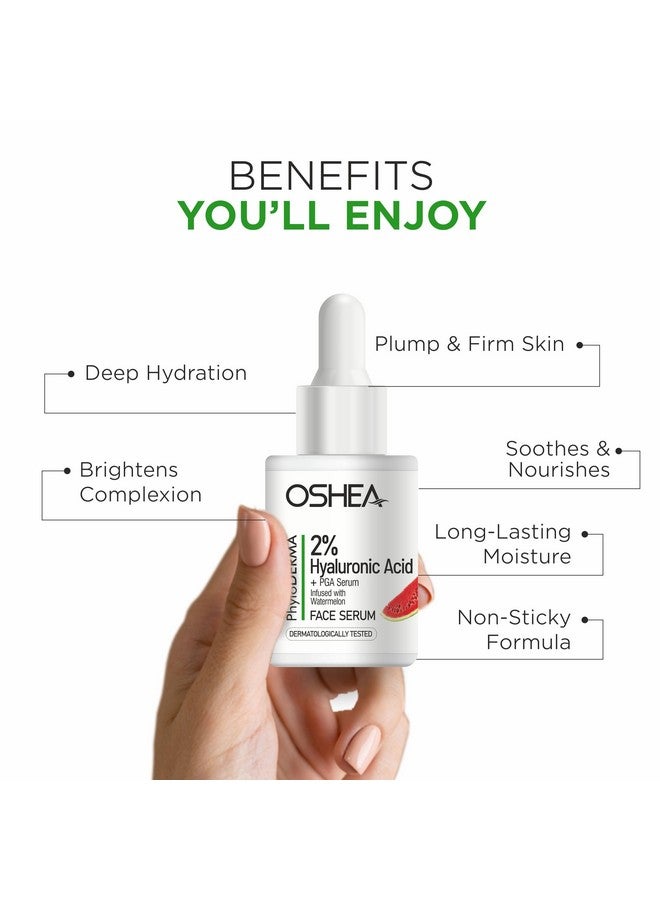 Oshea PhytoDERMA Face Serum for Men & Women 30 ml | 2% Hyaluronic Acid Acid + PGA | Deep Hydration with Long Lasting Moisture | Infused with Watermelon Extract - Image 3