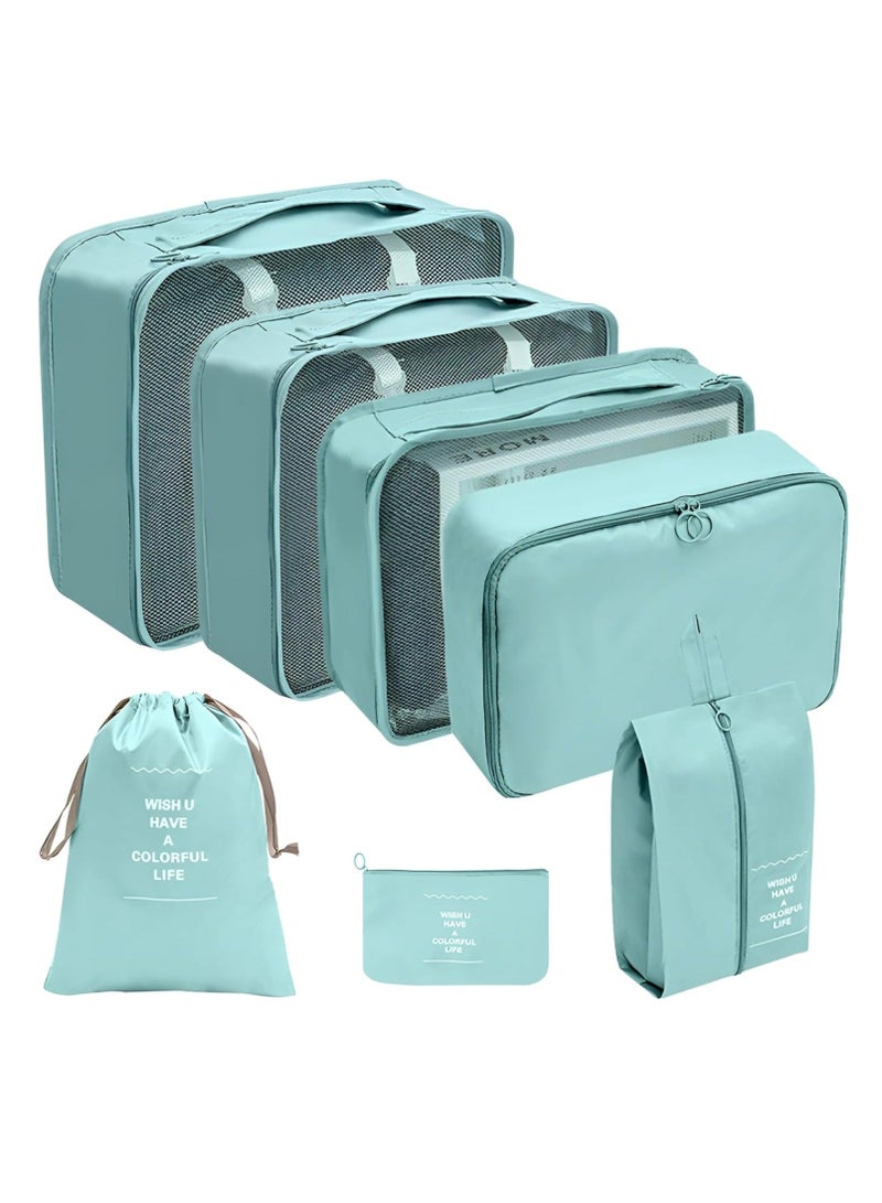 DUNISO Packing Cubes Travel Organizer 7PCS for Carry on Luggage Multi-Functional Compression Organizer Bags Clothing Sorting Packages Travel Packing Pouches for Man & Women Travel Essentials-Green - Image 2