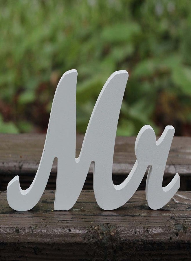 Amajoy Small Vintage Mr & Mrs White Wooden Letters Wedding Stand Sign Stand Figures Decor Wedding Present Home Decoration - Image 3