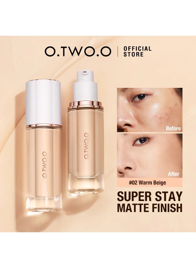 O.TWO.O Matt Finish Medium Coverage Liquid Foundation 30ml Long Lasting Oil Control Lightweight Natural Matte Makeup Foundation Smooth Blendable Texture for Oily Skin Combination Skin Sensitive Skin Conceals Imperfections Evens Skin Tone Hydrating Formula Non Cakey - Image 5