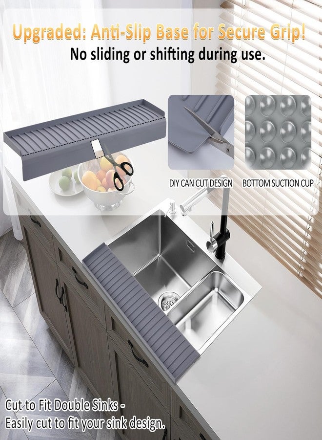AyNirser Sink Edge Protector with Suction Cup 4"x20", Silicone Sink Splash Guard for Kitchen & Bathroom, Protect Countertop from Scratches, Stains, for Stainless Steel Granite Quartz-Grey - Image 4