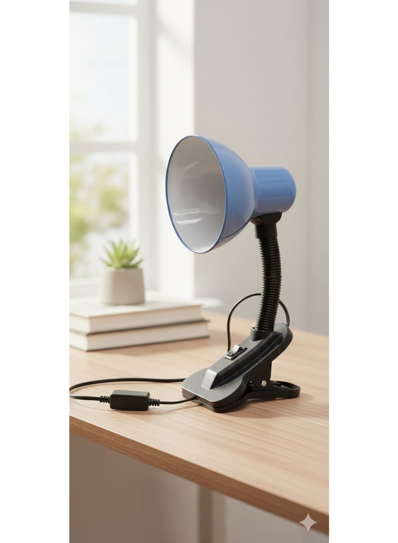 Desk lamp with clip, blue color