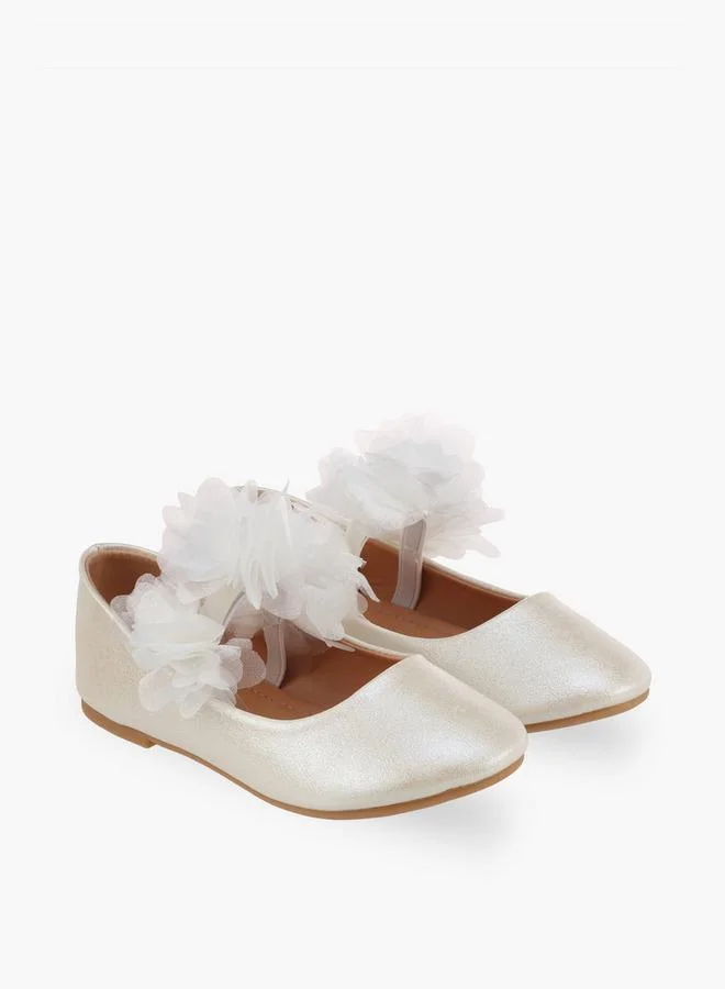 Flora Bella By Shoexpress Girls Floral Applique Ballerina Shoes