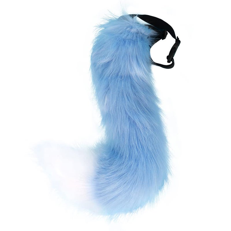JUNBOON Faux Fur Tail for Cosplay Halloween Party Costume (Blue white) - Image 5