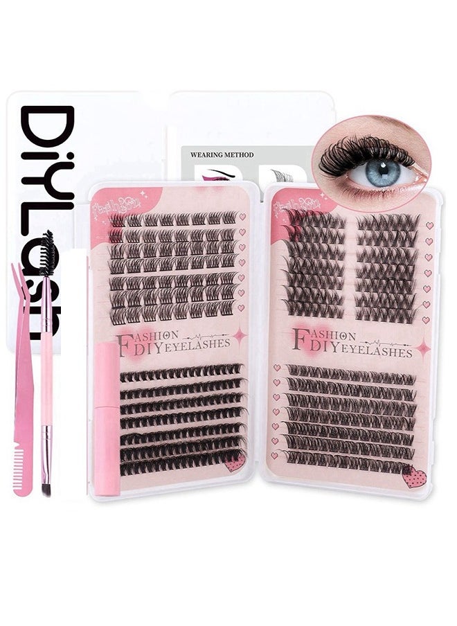 Generic - 4 Styles DIY Eyelash Extension Kit with 416 Lash Clusters, 8-16mm Mixed Segments, Natural Curl, Reusable with Tweezers, for Daily Glam Look - Image 1