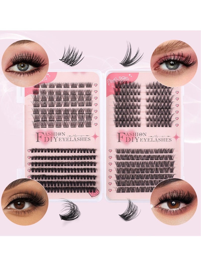 Generic - 4 Styles DIY Eyelash Extension Kit with 416 Lash Clusters, 8-16mm Mixed Segments, Natural Curl, Reusable with Tweezers, for Daily Glam Look - Image 1