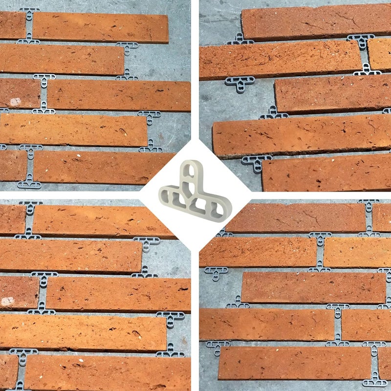 JINYO Grey Color 10mm 3/8 inch Thin Brick Veneer Spacer Concrete Americana Classic Red Brick Spacer Old Mill Wall Spacer Brick Panels Spacer Clips Bricklaying Tools Clips Thick Tile Spacer - Image 4