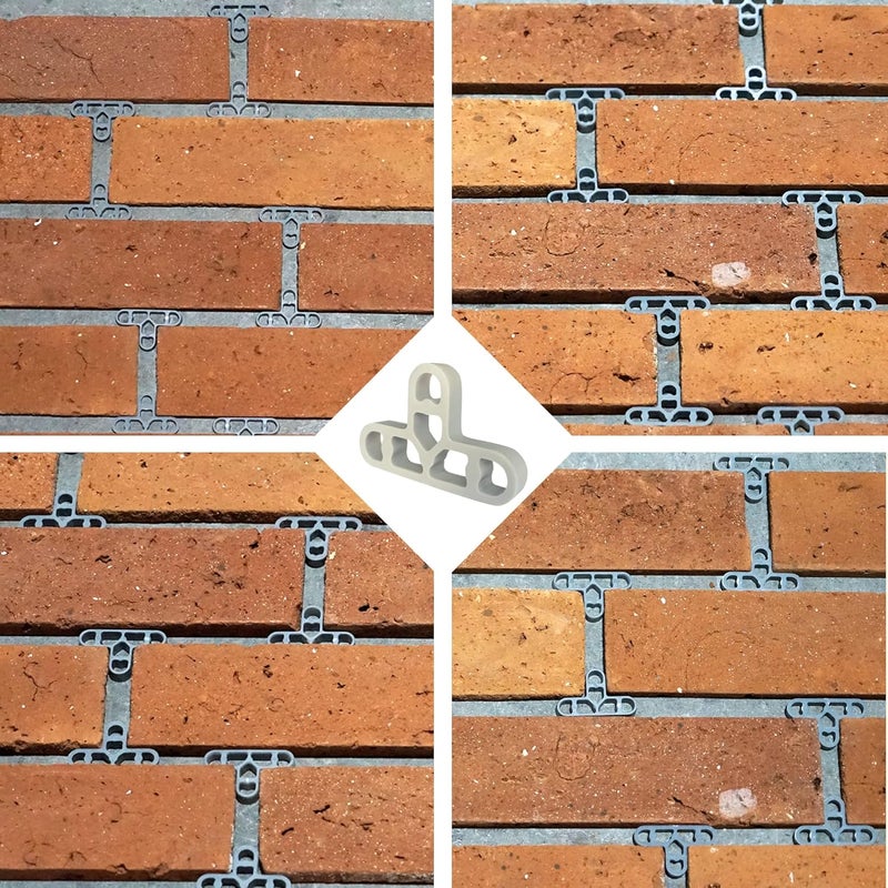 JINYO Grey Color 10mm 3/8 inch Thin Brick Veneer Spacer Concrete Americana Classic Red Brick Spacer Old Mill Wall Spacer Brick Panels Spacer Clips Bricklaying Tools Clips Thick Tile Spacer - Image 3