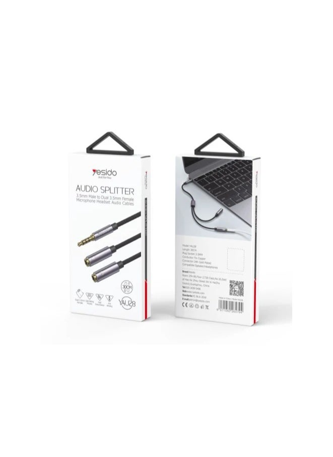 Yesido - YAU28 30 cm 3.5mm Male Jack To Dual 3.5mm Female microphone headset Audio Cable - Image 1