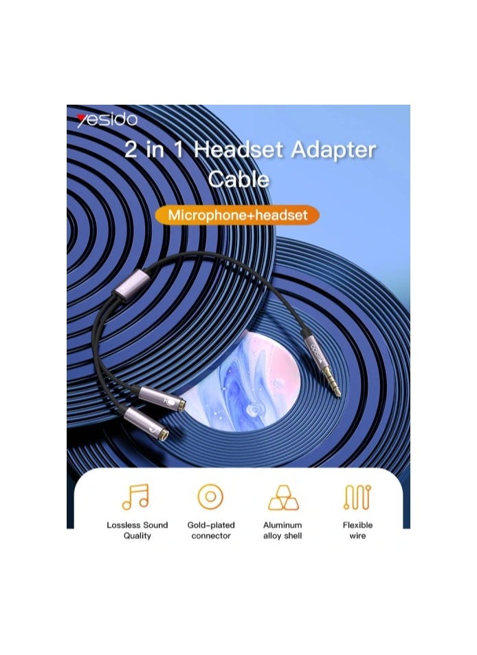 Yesido - YAU28 30 cm 3.5mm Male Jack To Dual 3.5mm Female microphone headset Audio Cable - Image 1