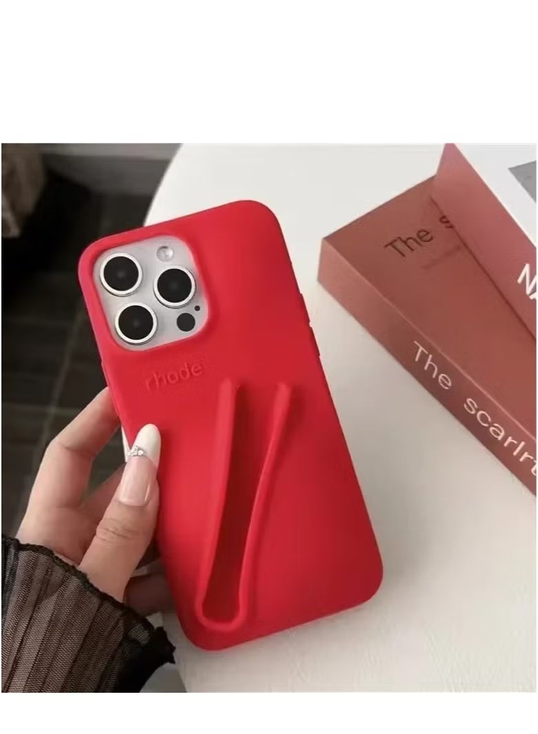 rhode iPhone 12/13 Pro Max Silicone Case Lip Holder for Cell Phone, Lip Gloss Adhesive Sleeve for Phone, Lip Holder Stick-on Phone Case, Back Stick On Holder for iPhone Phones (RED) - Image 2