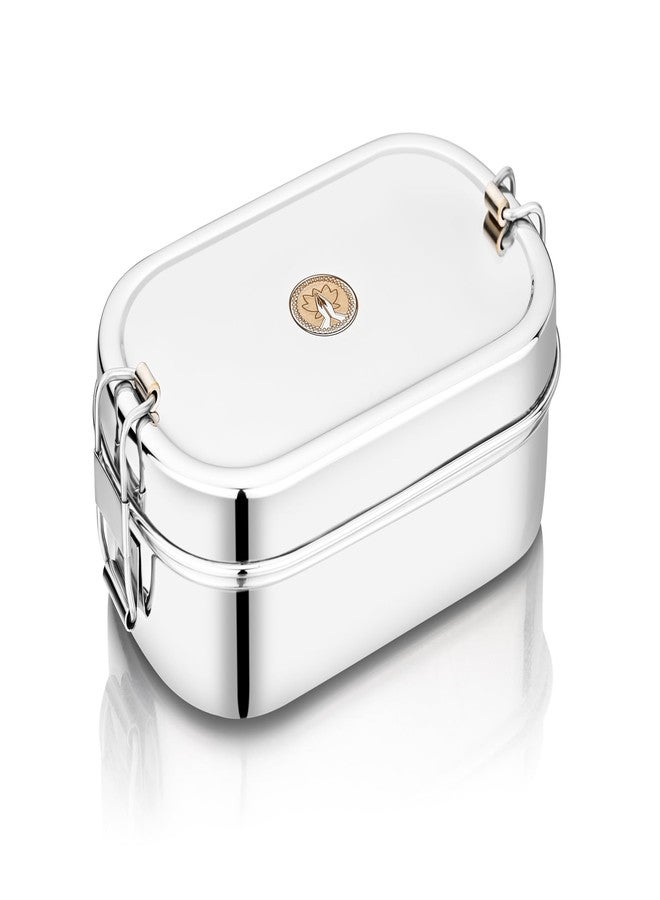 Ammantran Stainless Steel Candy Tiffin/Lunch Box with Small Dabbi & Lid. Leak-Resistant, Durable & Food-Grade. Ideal for Office, School & Travel. (450 ML, Set of 1). - Image 1