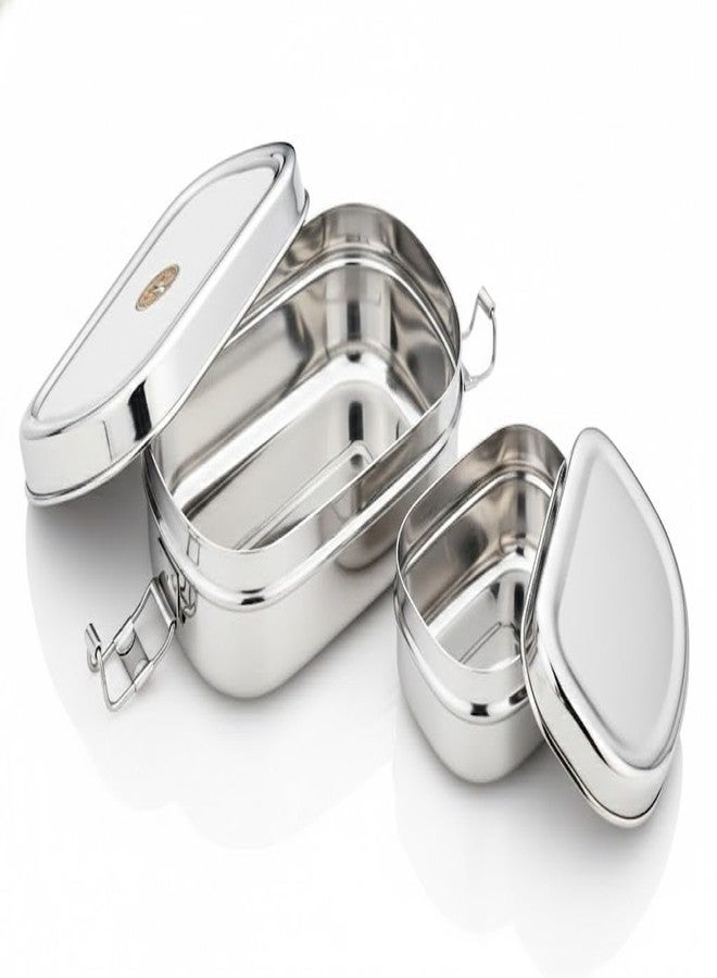 Ammantran Stainless Steel Candy Tiffin/Lunch Box with Small Dabbi & Lid. Leak-Resistant, Durable & Food-Grade. Ideal for Office, School & Travel. (450 ML, Set of 1). - Image 3